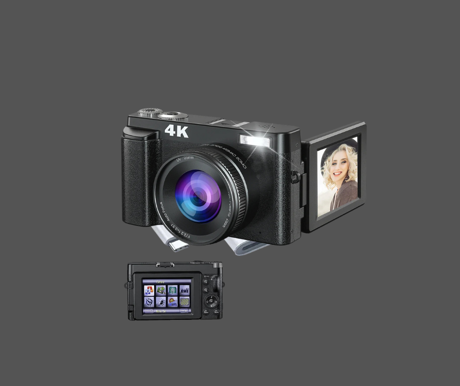 4K Digital Camera for Photography and Video Autofocus Anti-Shake, 48MP Vlogging Camera with SD Card, 3'' 180° Flip Screen
