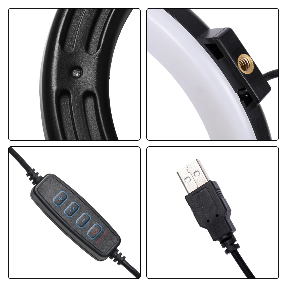 Dimmable LED Selfie Ring Light without Tripod 12inch Led Round Ring Light Photography Ringlight for Video Live Lamp