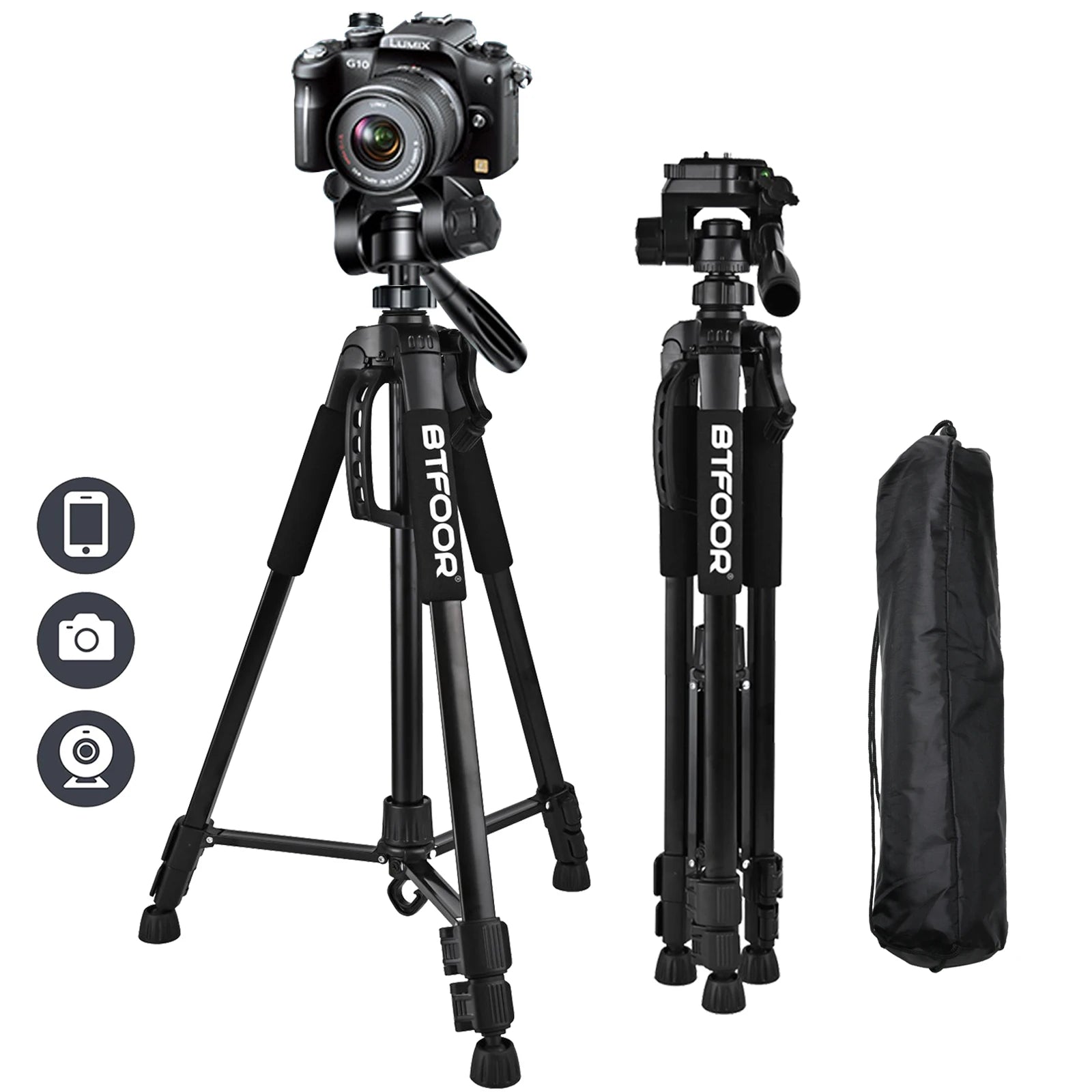 Professional Travel Tripod  Aluminum Tall 55” 140CM Stand With Quick Plates Mount Pan Head For Canon Nikon DSLR SLR Digital Camera